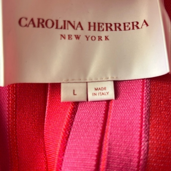 Carolina Herrera,Short-Sleeve Striped Knit Pleated Dress, size Large - Picture 6 of 13